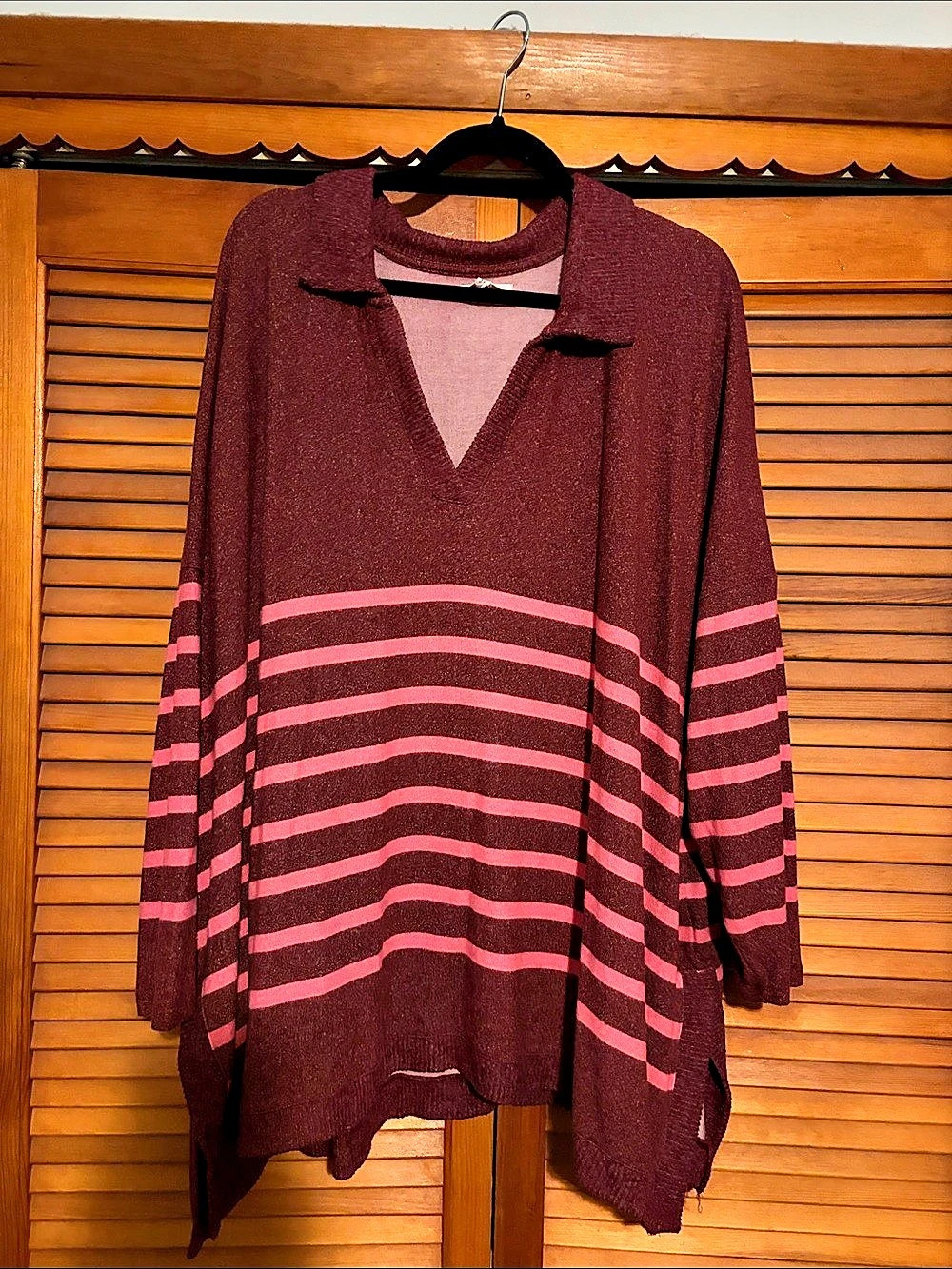 maurices Striped Sweater Maroon & Pink Size 3X